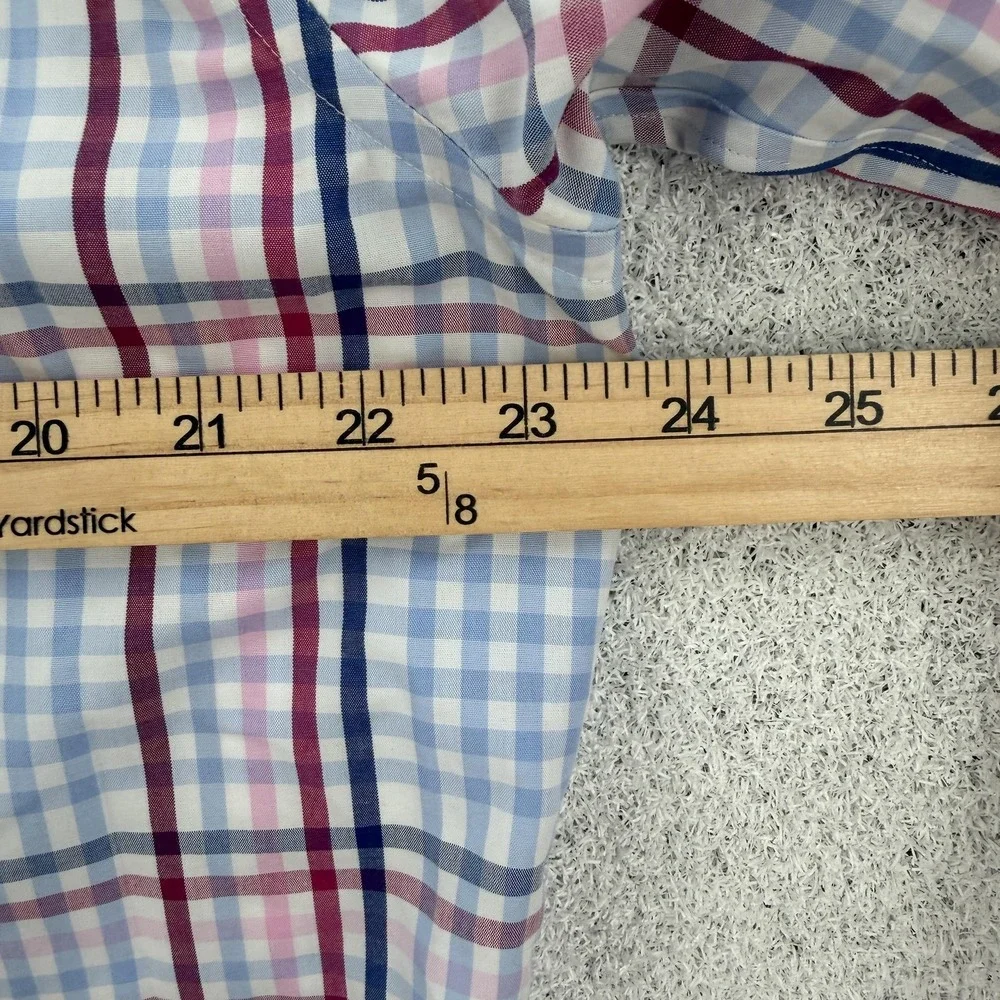 Banana Republic Shirt‎ Mens Large Blue Red Plaid Camden Fit Non-Iron Button Down